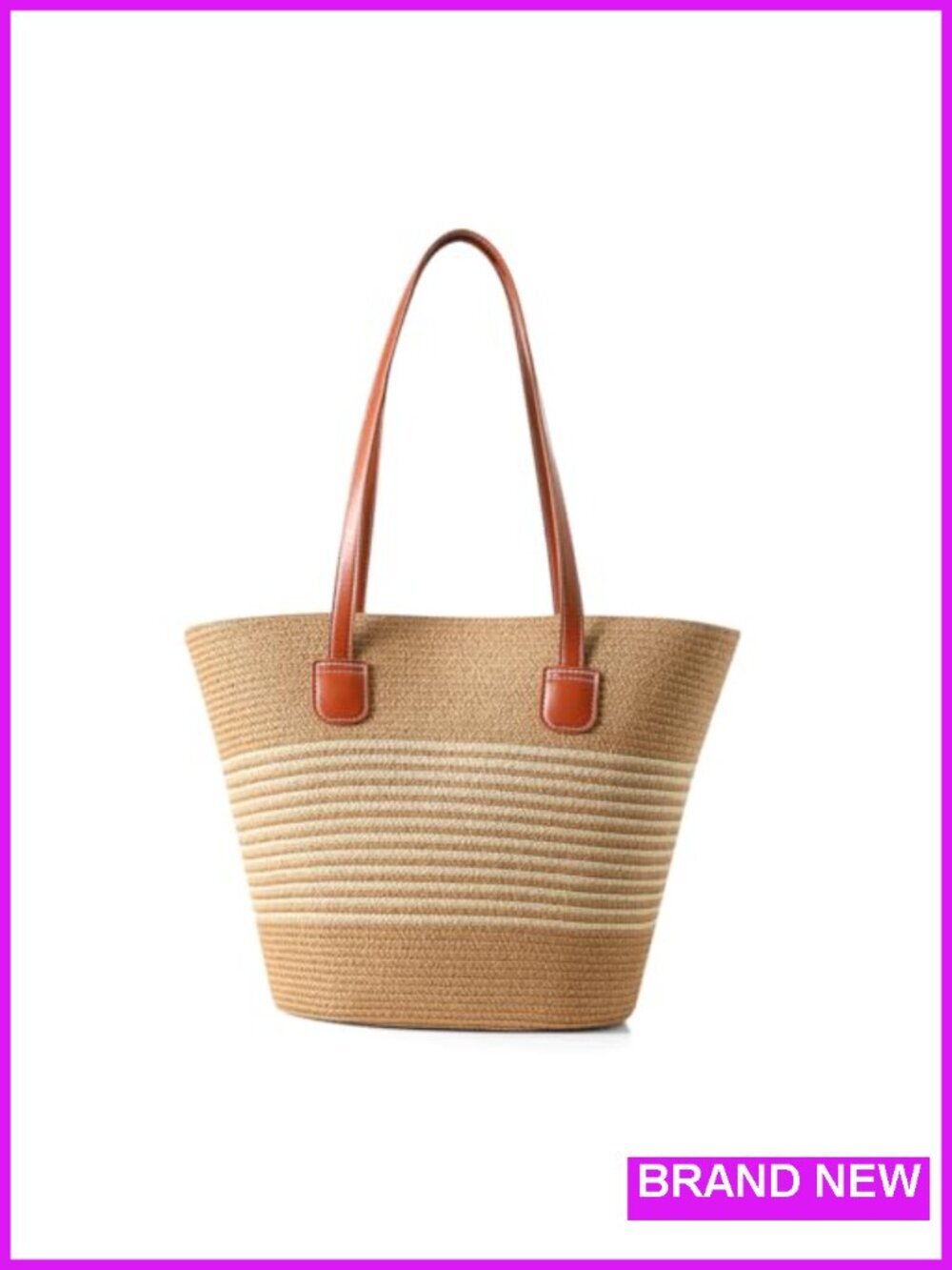 Handwoven Straw Tote Bag, Summer Shoulder Bag for Travel, Beach, Errands